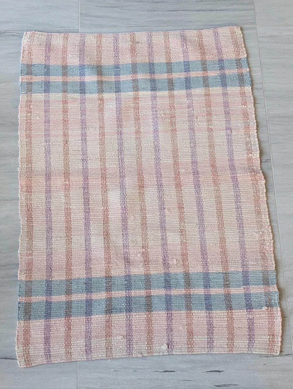 vintage country stripe RAG RUG hand-woven ragg